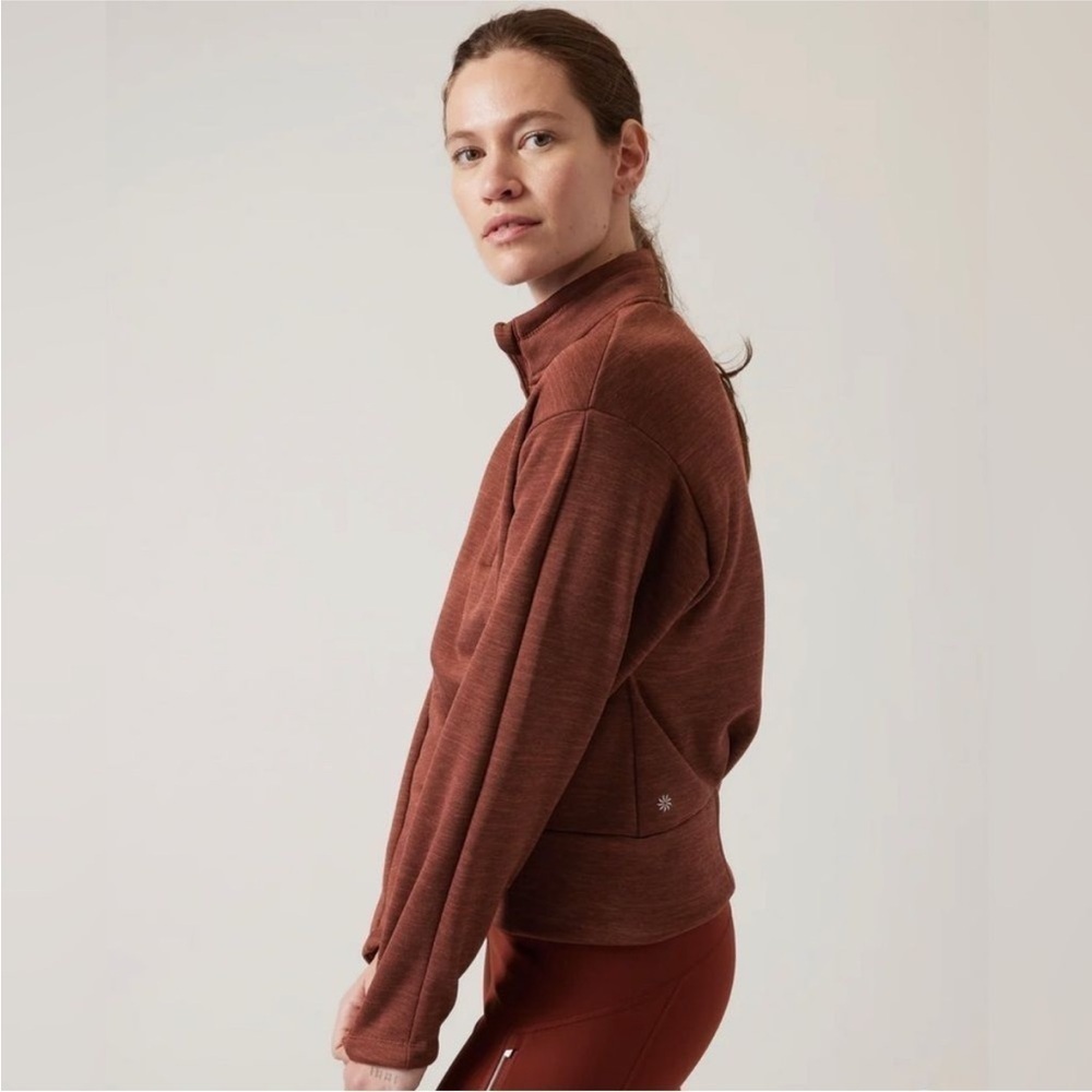 Athleta Altitude Polartec Half Zip Sweatshirt Mahogany Heather Size Small - Picture 3 of 12